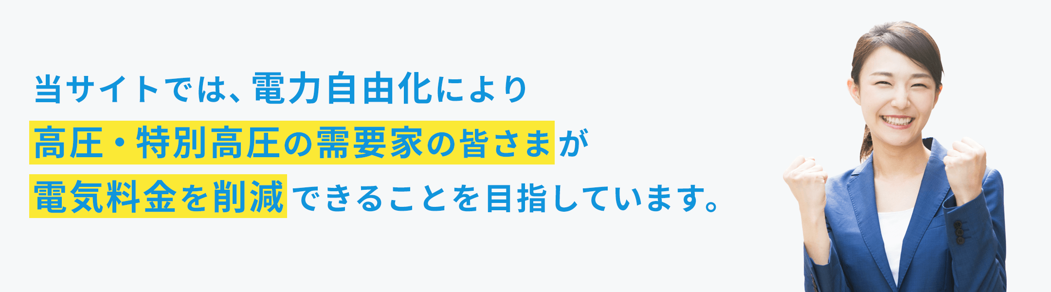 当サイトでは、電力自由化により高圧・特別高圧の需要家の皆さまが電気料金を削減できることを目指しています。